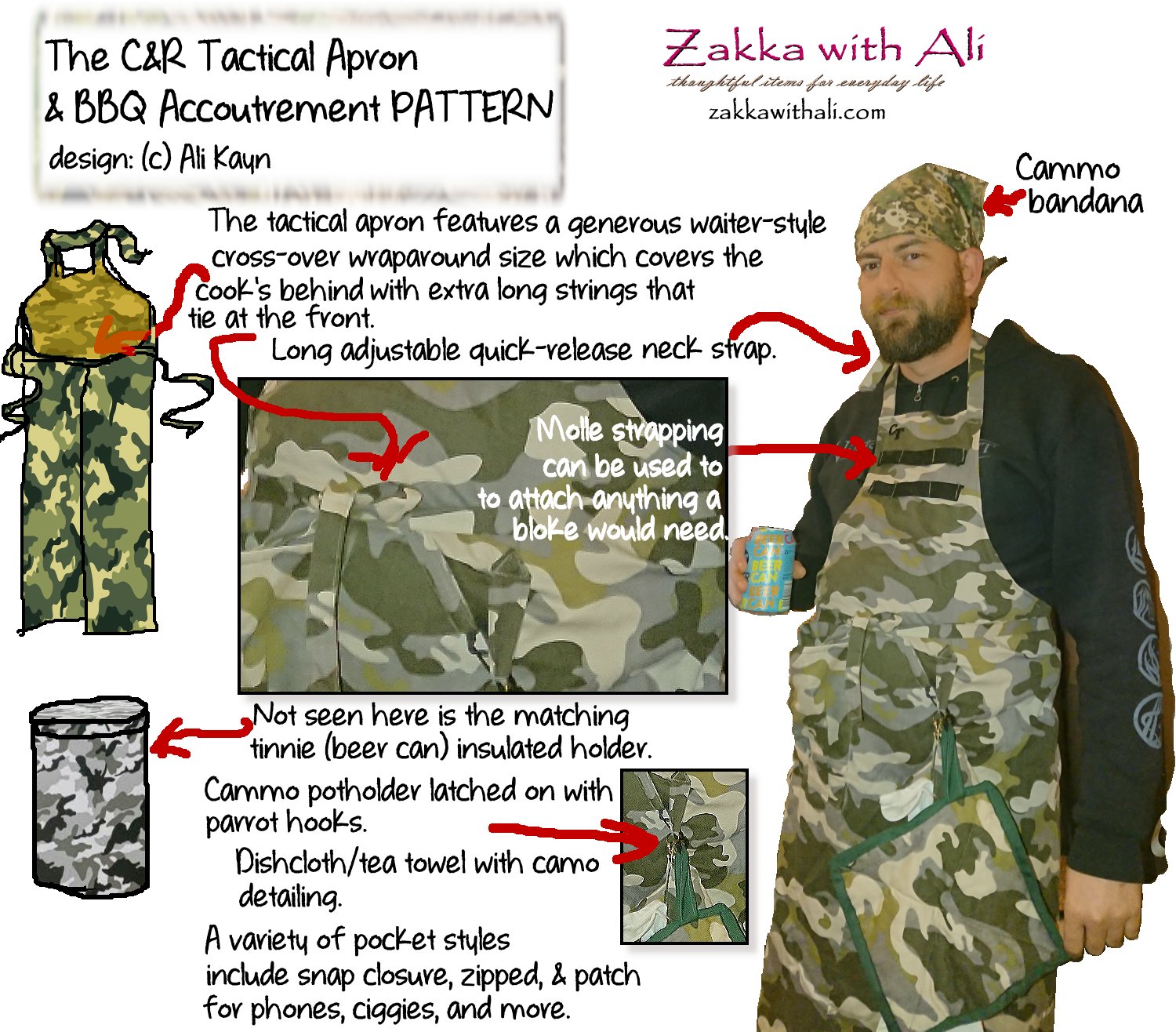 Ali Kayn's Tactical Apron (BBQ Apron) in cammo for extra bad-ass attitude